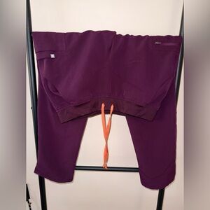 Figs Women's Purple Pants with Orange Drawstring